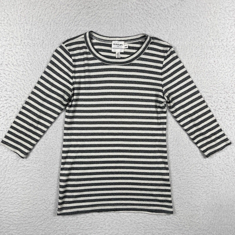 Michael Stars Anthropologie Shirt Womens XS/S‎ Top White Black Stripes Boho Work